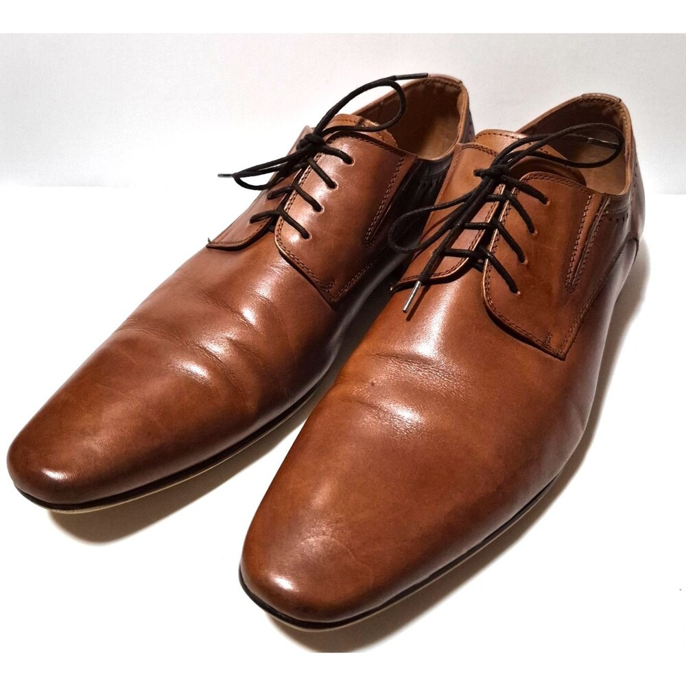 ALDO Men's Tan Brown Leather Lace Up Dress Shoes Square Toe Size 13